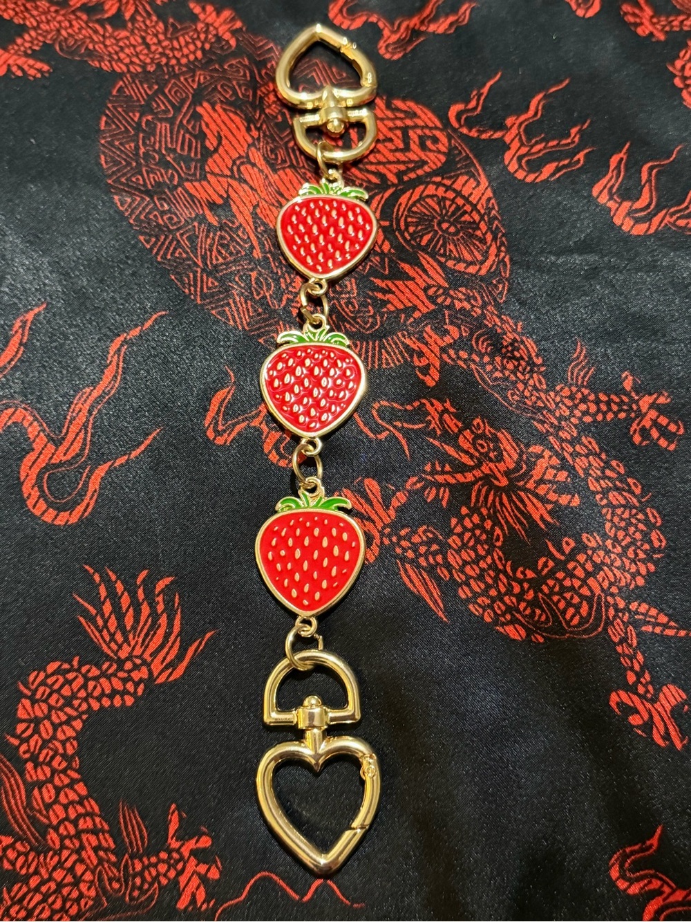Strawberry bag extender charm- red